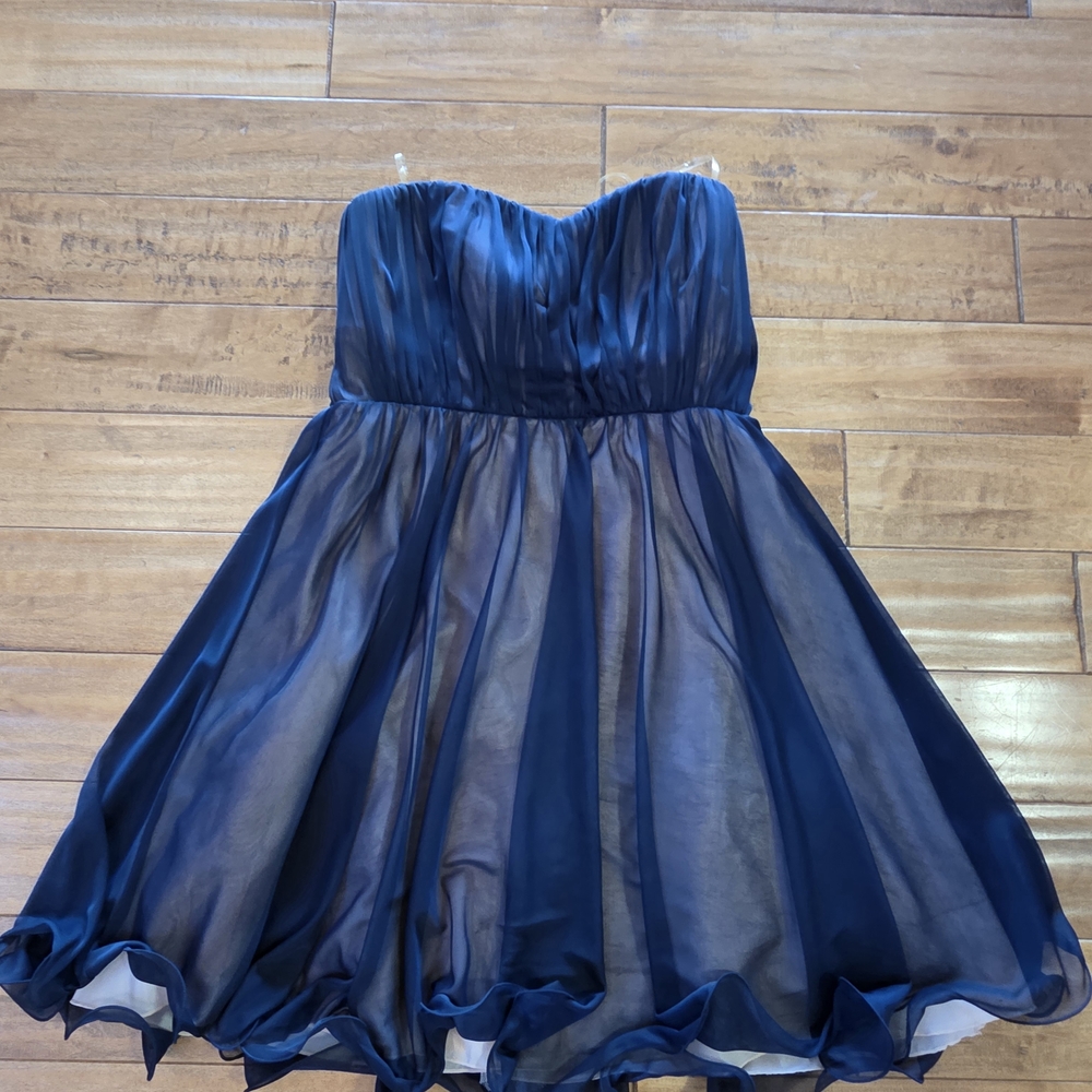 Sequin Hearts Strapless Navy Dress